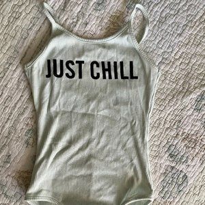 Light Blue F21 "Just Chill" Body Suit